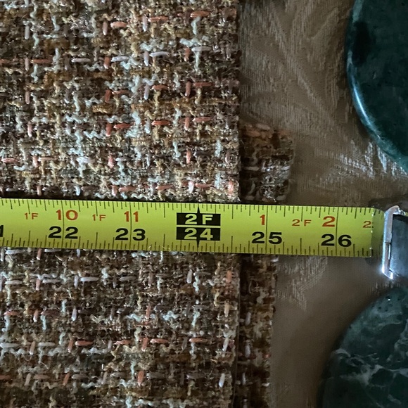 Don Caster Woven Brown Tan & Peach Jacket 12 Faux Tan Leather Trim & Skirt 16 - Picture 12 of 16